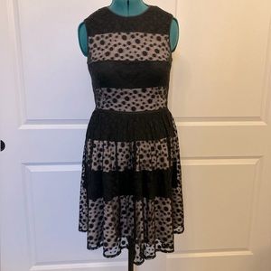 London Style Collection black and tan polka dot sleeveless dress size 12